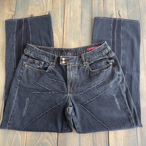 Seven 7 Denim Jeans Distressed Wide Leg Dark Wash Artsy Women's Size 16 (D7)